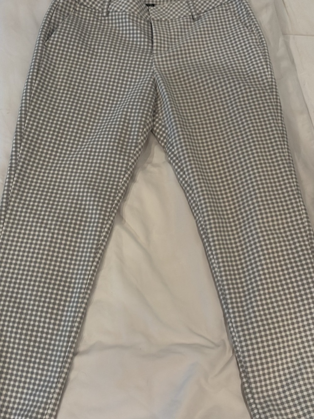 Liverpool Womens Gray Gingham Ankle Pants